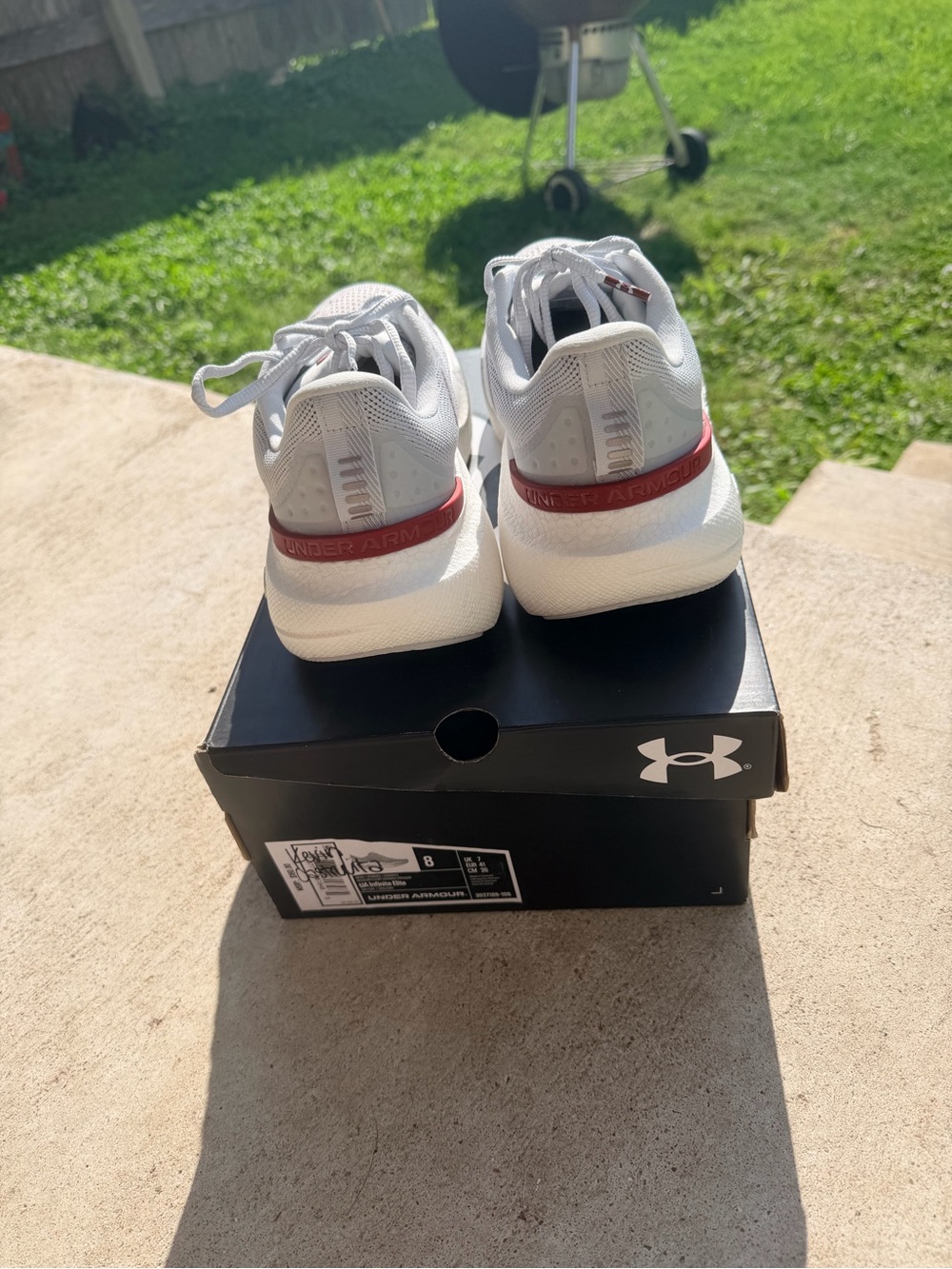 Under Armour Light Gray and Maroon Performance Running Shoe - Picture 5 of 7